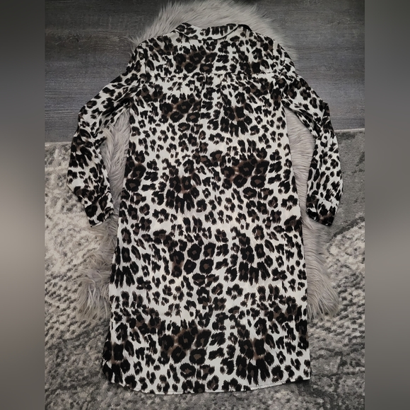 Diane Von Furstenberg DVF Prita Silk Animal Print Long Sleeve Shirtdress Size 0 - Picture 8 of 13